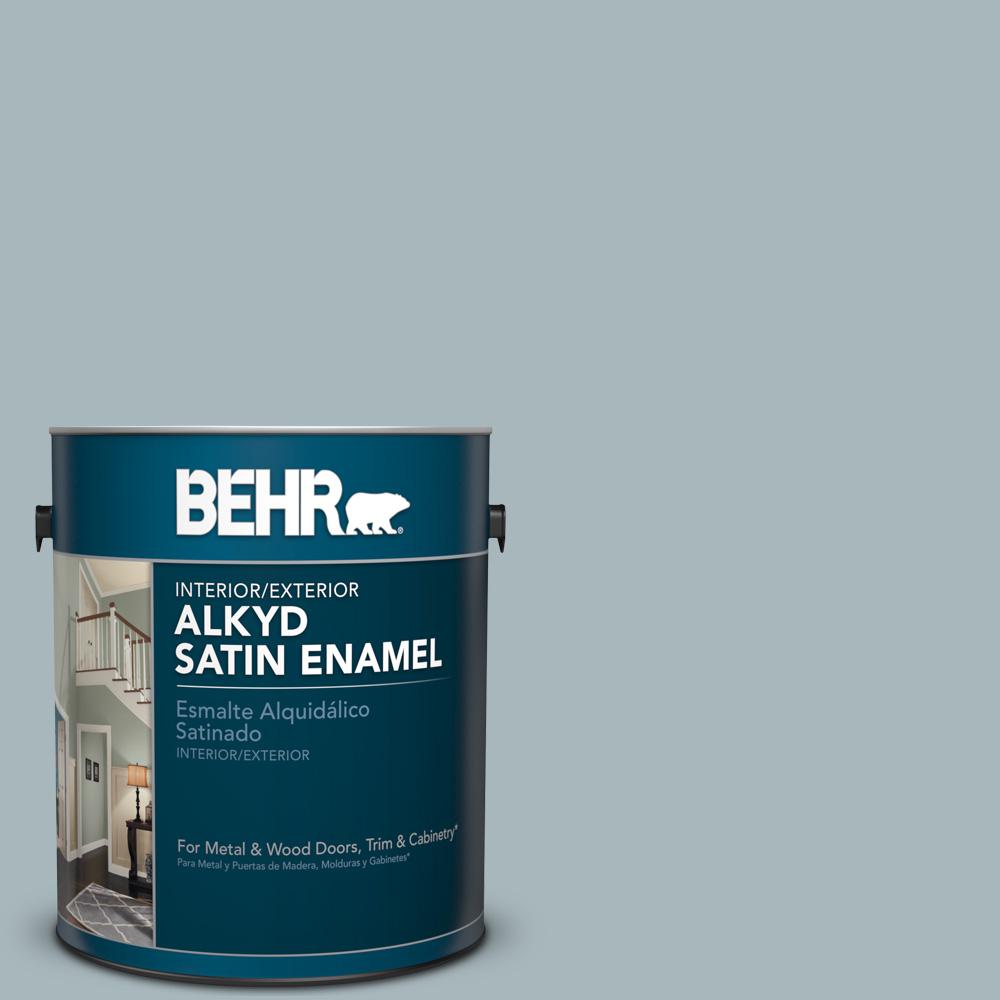 Behr 1 Gal N470 3 Half Sea Fog Satin Enamel Alkyd Interior 1 Gal N470 3 Half Sea Fog Satin Enamel Alkyd Interior Exterior Paint