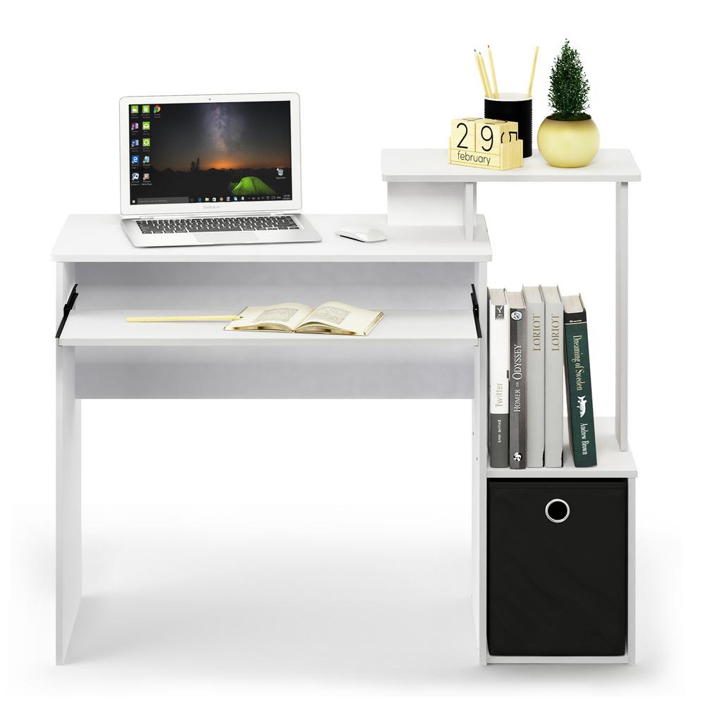 Furinno 39 4 In White Black Rectangular 1 Drawer Computer Desk