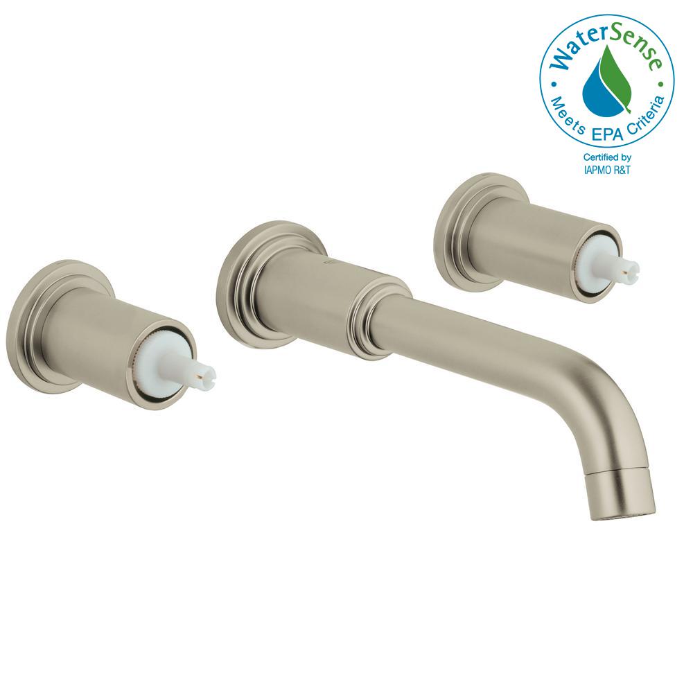 Grohe Atrio 2 Handle Wall Mount Bathroom Faucet In Brushed Nickel Grohe Atrio 2 Handle Wall Mount Bathroom Faucet In Brushed Nickel Infinity Finish Handles
