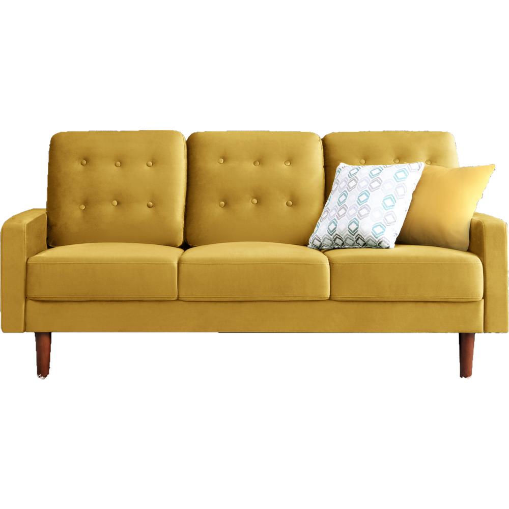 US Pride furniture Kelleher Tufted Velvet Fabric Sofa Golden Yellow ...
