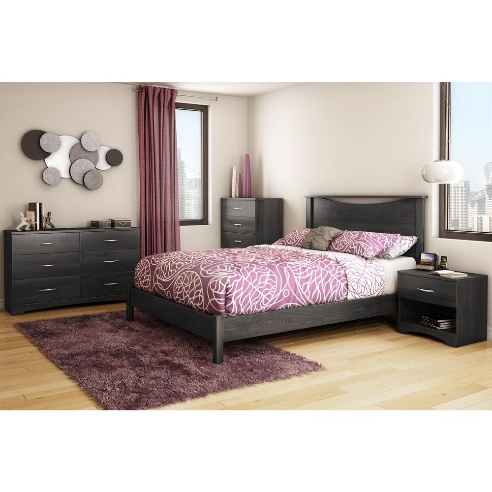 South Shore Step One Queen Size Platform Bed In Gray Oak 737203