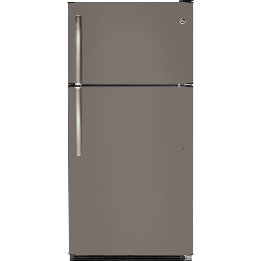 GE 20 8 Cu Ft Top Freezer Refrigerator In Slate GTS21FMKES The Home   Slate Ge Top Freezer Refrigerators Gts21fmkes 64 1000 