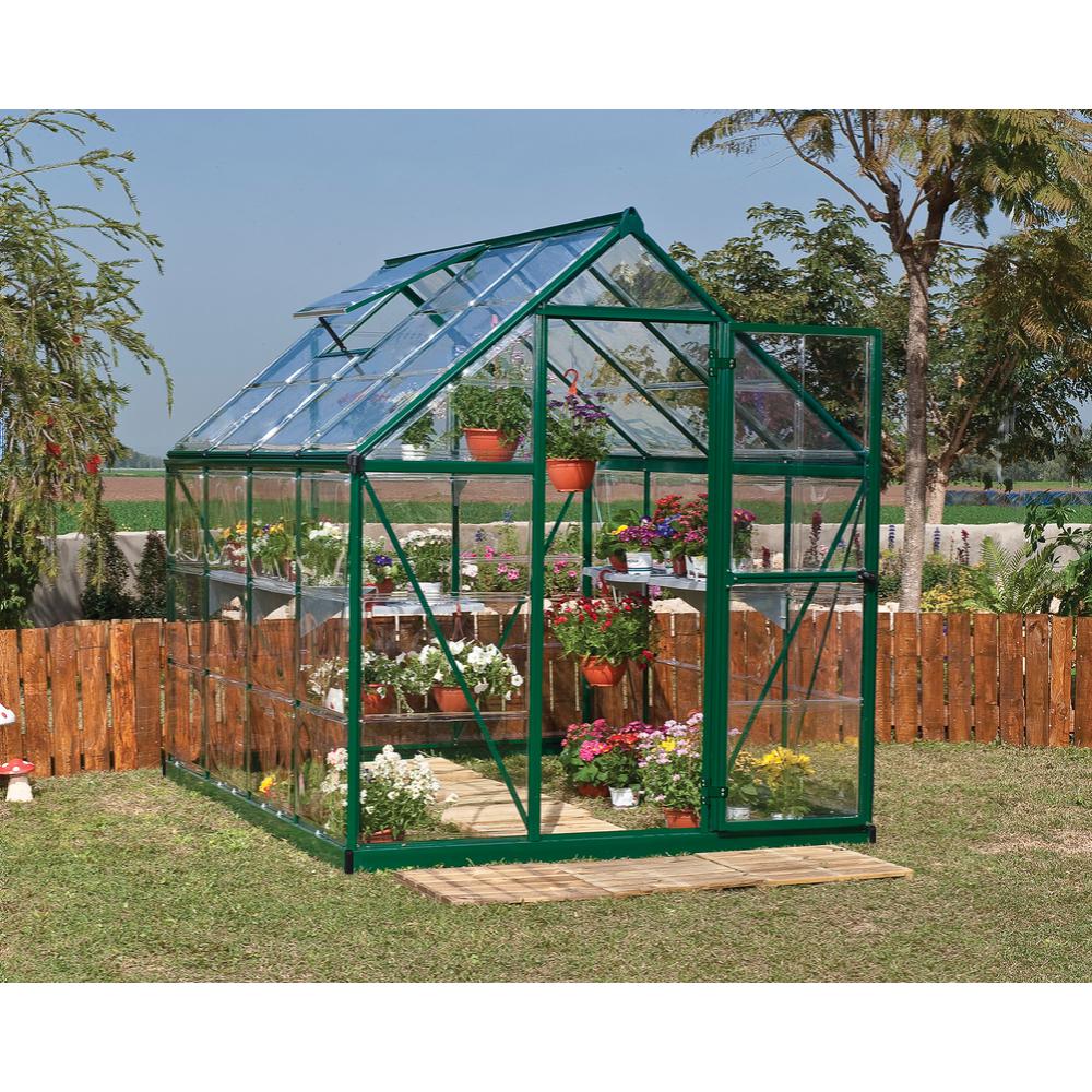 Palram Harmony 6 Ft X 8 Ft Polycarbonate Greenhouse In Green The Home Depot