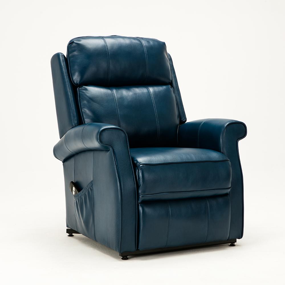 Lehman Navy Blue Semi Leather Traditional Lift Chair 8026 10 The