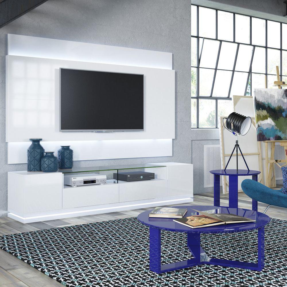 Minimalist Living Room Furniture The Home Depot Vanderbilt White Gloss Entertainment Center