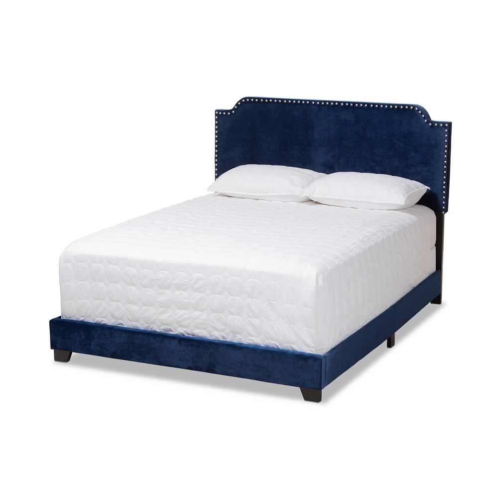 Baxton Studio Darcy Navy Blue Queen Bed-149-8954-HD - The Home Depot