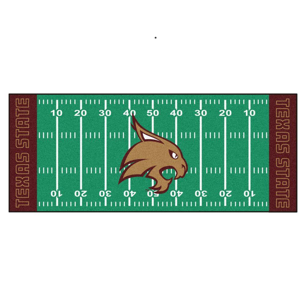 Fanmats Ncaa Texas State University Green 3 Ft X 6 Football Field Runner Rug