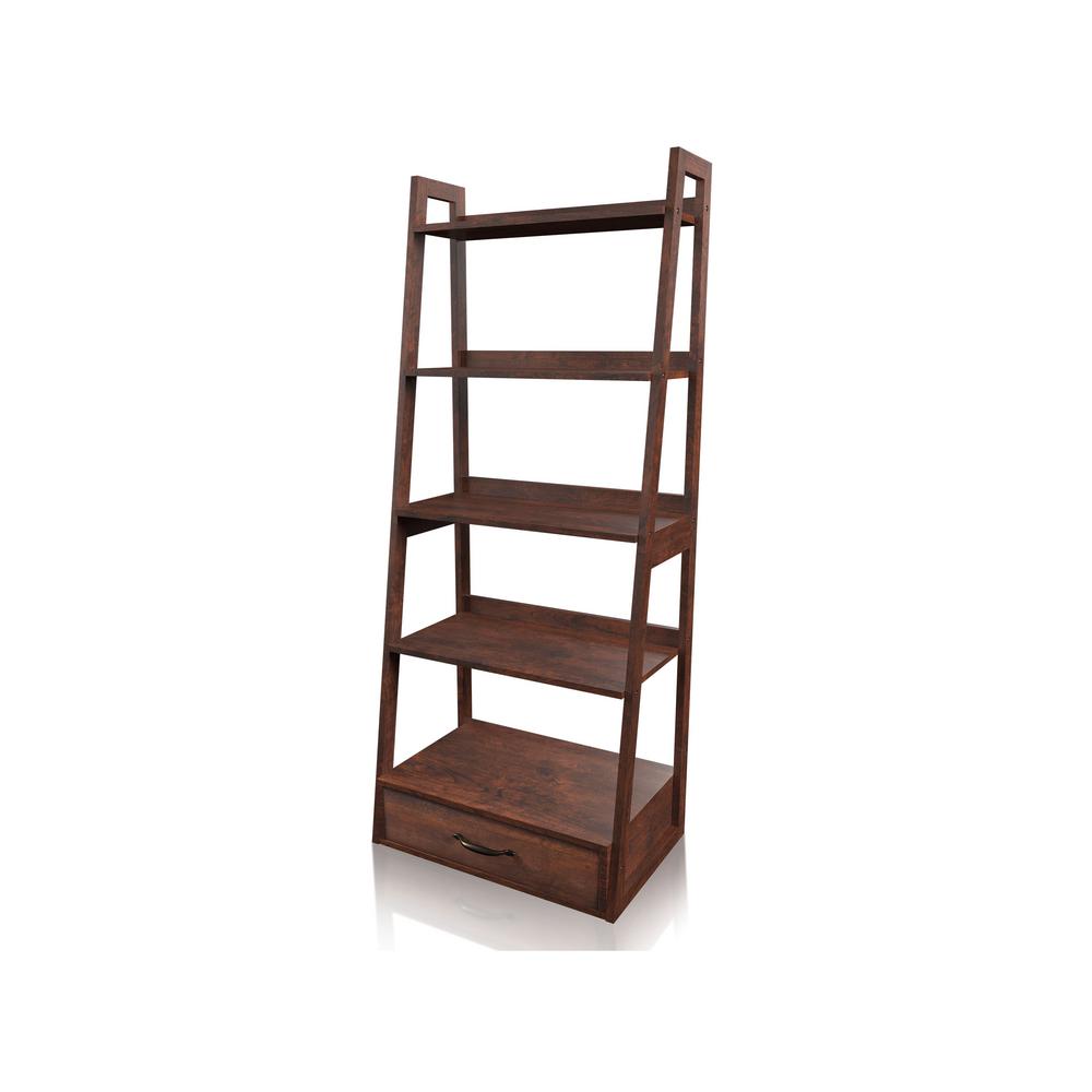 Furniture Of America 64 In Brown Cherry Wood 5 Shelf Ladder