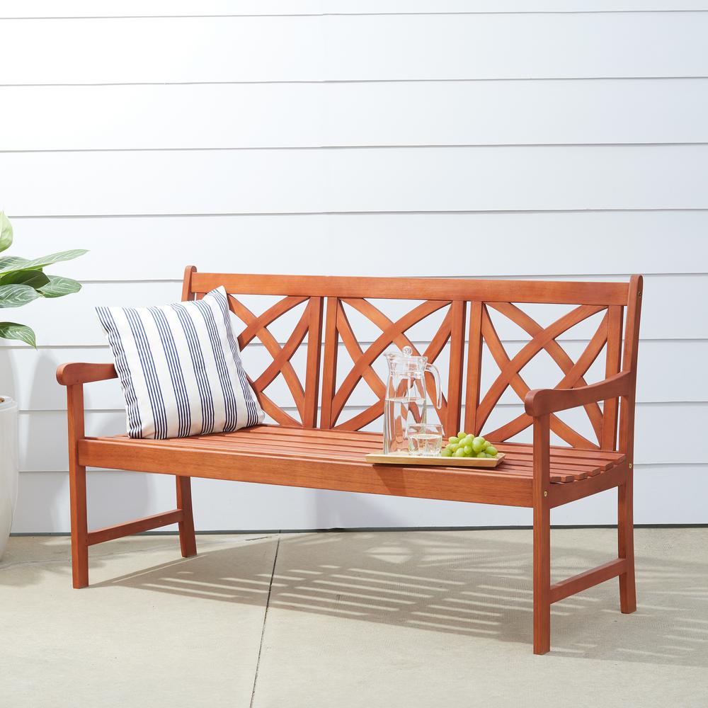 Wood Orange Outdoor Benches Patio Chairs The Home Depot