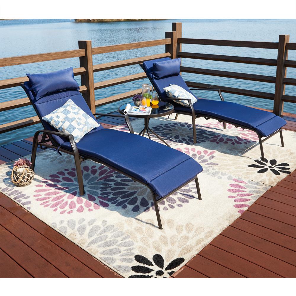 Top Home Space Black Frame 3 Piece Metal Outdoor Chaise Lounge Set With Blue Cushion And Coffee Table Tp30019 B The Depot - Wabbaseka Reclining Chaise Lounge With Cushion Table Top Home Space Black Frame 3 Piece Metal Outdoor Chaise Lounge Set With Blue Cushion And Coffee Table Tp30019 B The Depot - Wabbaseka Reclining Chaise Lounge With Cushion Table