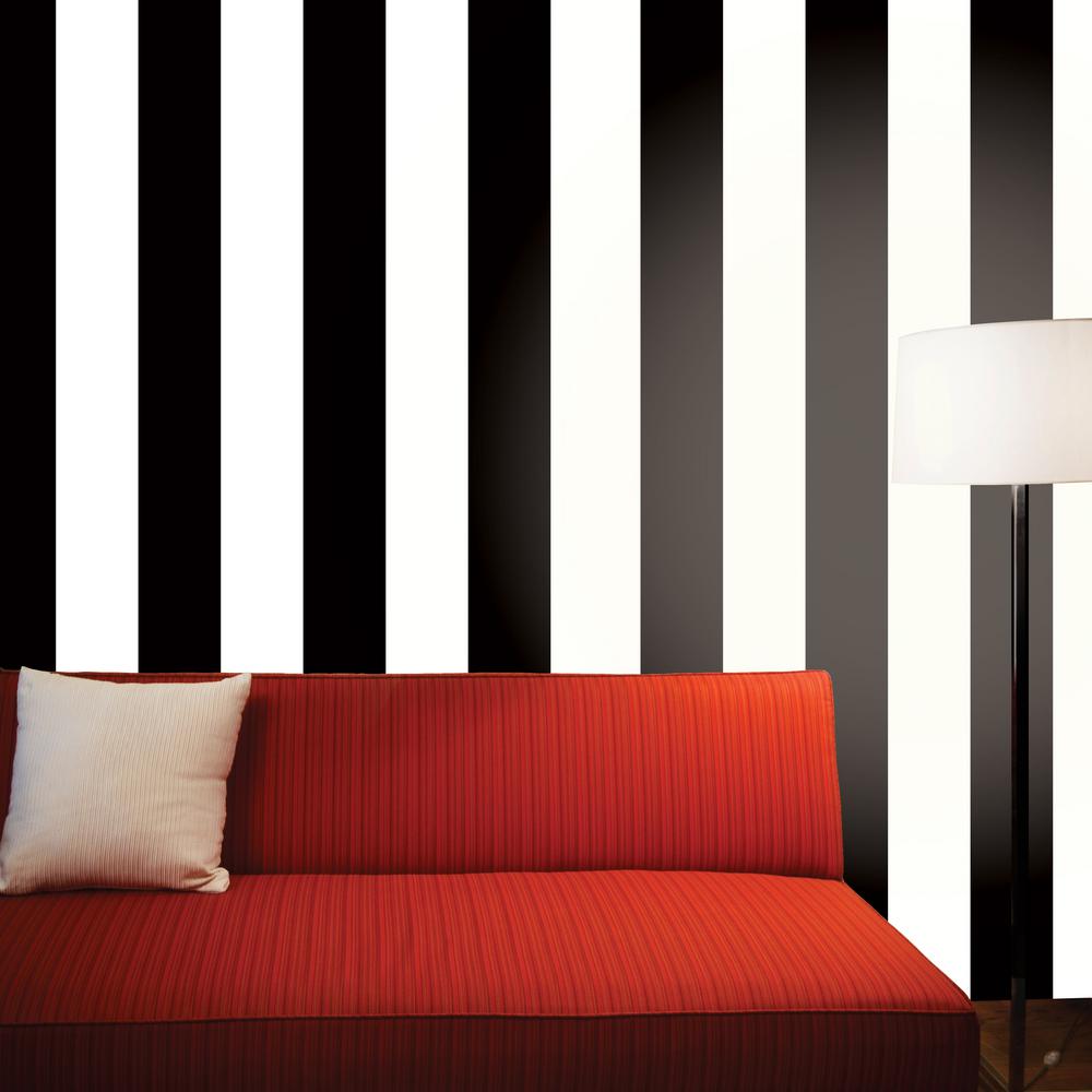 Tempaper Stripe Black and White Self-Adhesive Removable Wallpaper-ST525