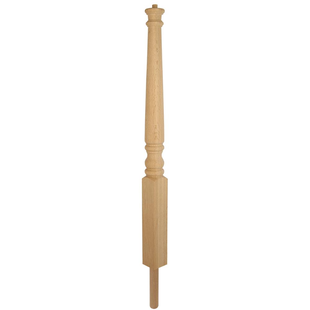 Stair Parts 4063 43 in. x 3 in. Unfinished Red Oak Pin Top Volute Newel ...