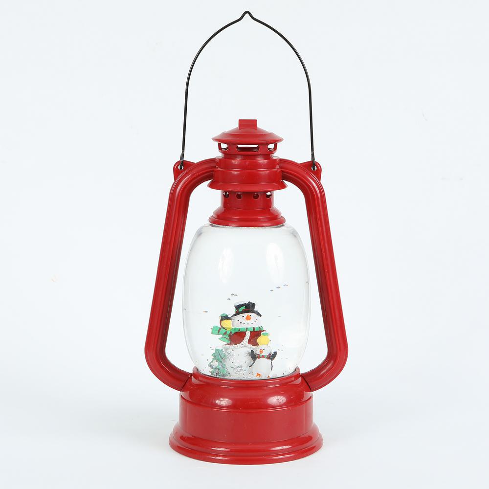 Luxen Home Holiday Snowman In Farmhouse Led Red Lantern Whdl679 The Home Depot