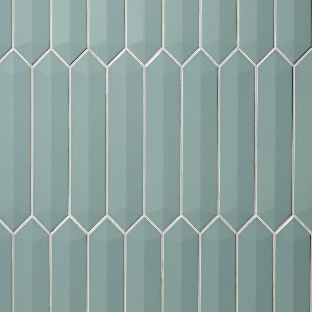 Ivy Hill Tile 3 in. x 6 in. Axis 3D Jade Polished Elongated Hex Ceramic Wall Tile Sample