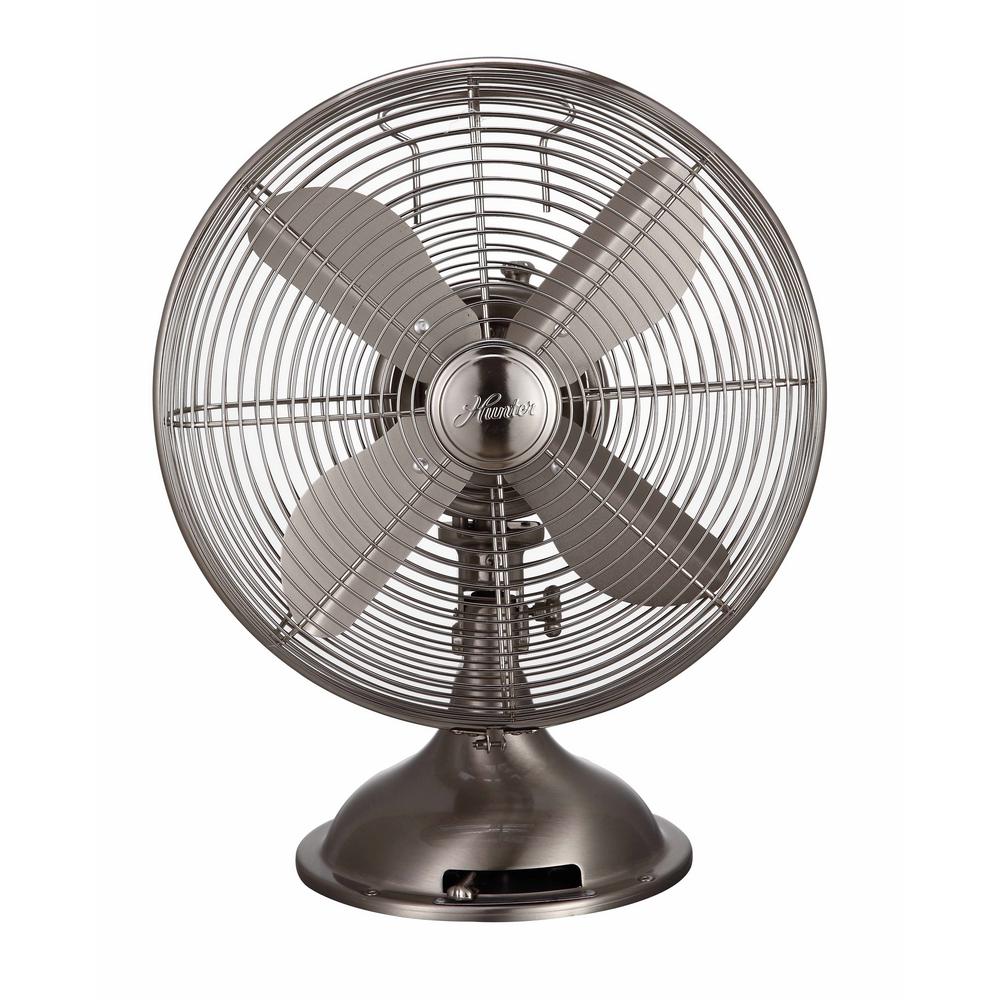 Hunter Retro 12 In 3 Speed Oscillating Table Fan With All Metal