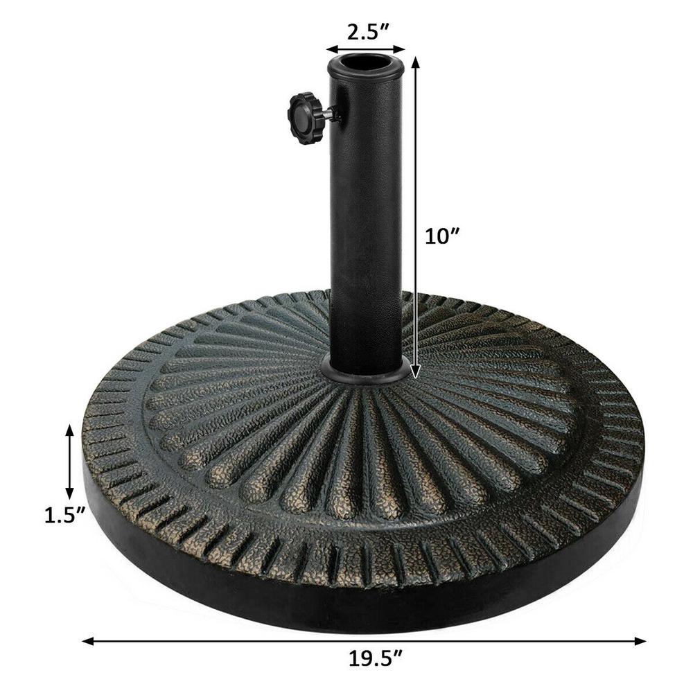 Costway 31 5 Lbs Round Market Patio Umbrella Base Heavy Duty Outdoor Stand In Bronze Op3888 The Home Depot