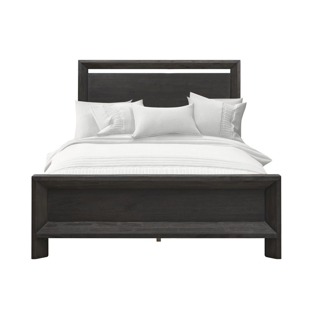 Modus Furniture Heath Dark Wood Basalt Grey King Platform Bed with