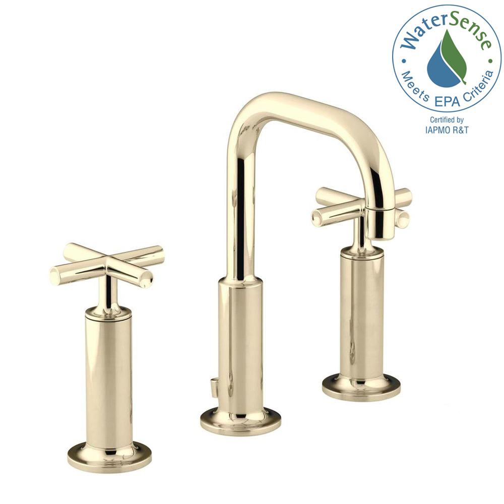 Kohler Purist 8 In Widespread 2 Handle Mid Arc Bathroom Faucet In Vibrant French Gold K 14407 3