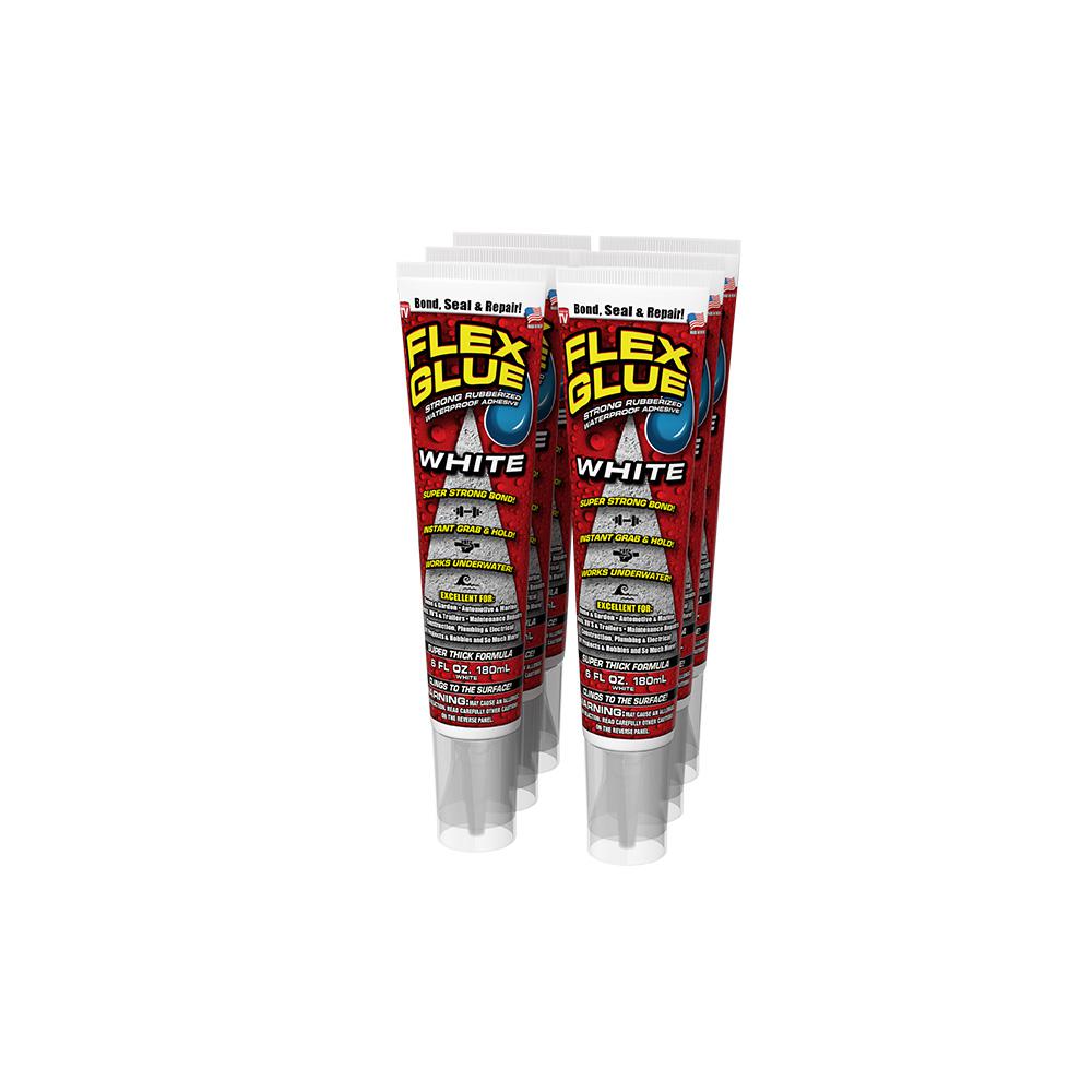 FLEX SEAL Flex Glue White 6 Oz Strong Rubberized Waterproof Adhesive   Flex Seal Multi Purpose Glue Gfstanr06 Cs 64 1000 