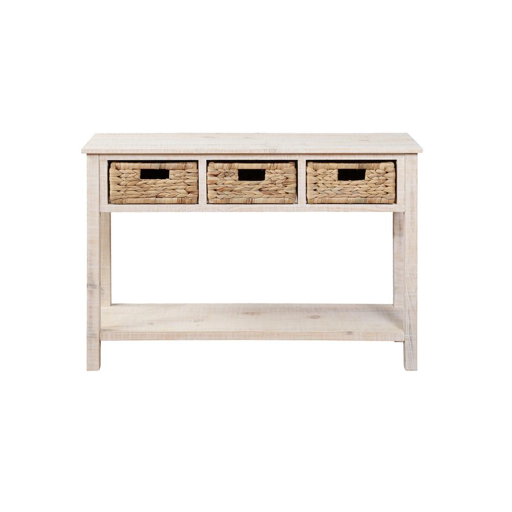Luxen Home 24.6 in. H White Washed Pine Wood Console Table WHIF911