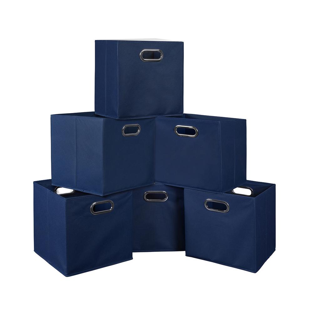 6 Pk Blue 12 X Square Foldable Fabric Bin Collapsible Cube 6 Pk Blue 12