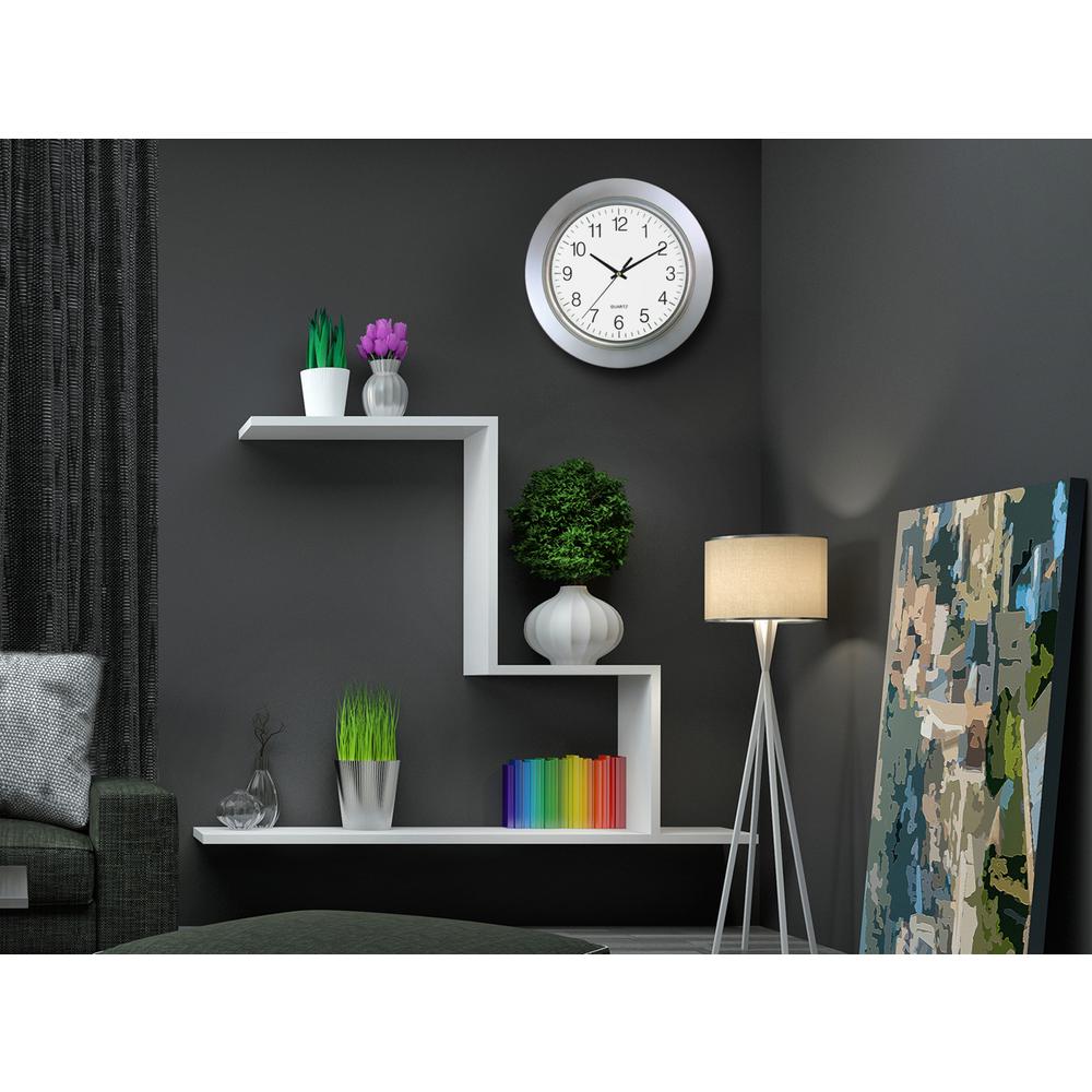 Timekeeper S 13 In Round Silver Frame Rim Wall Clock Round Silver Frame Rim Wall Clock