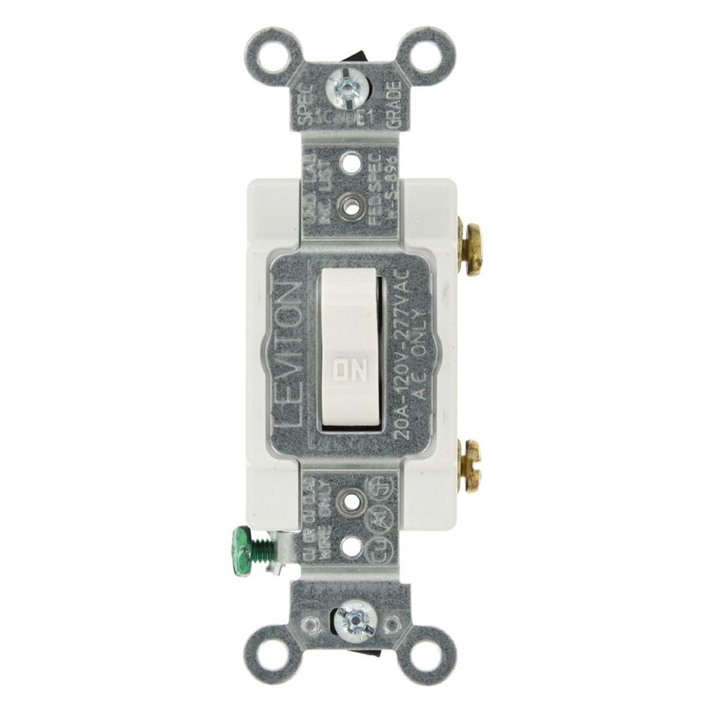 Leviton 20 Amp Single Pole Ac Quiet Toggle Switch White