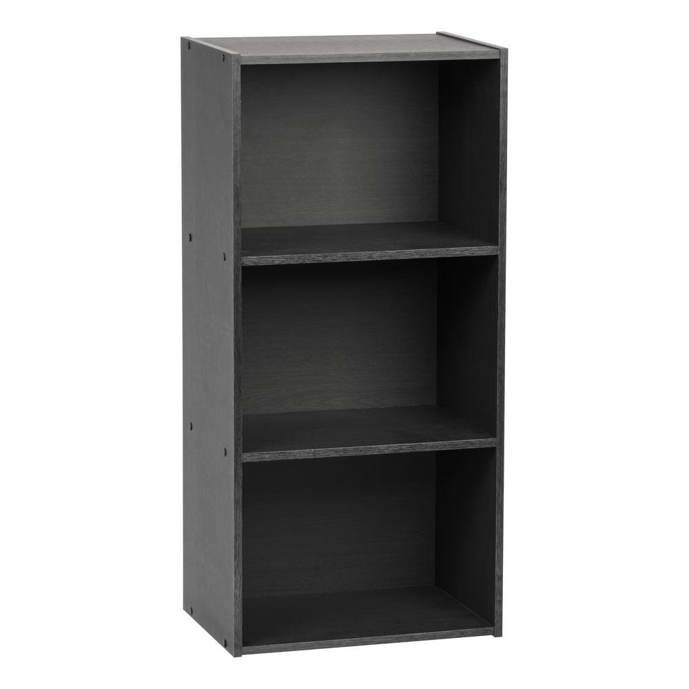 Hodedah 5 Shelf 59 In H Black Bookcase Hid25 The Home Depot Black 3 Tier Wood Storage Shelf