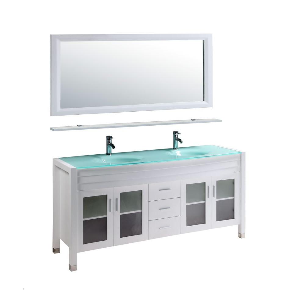 Vanities Brand Kokols Kokols Amriel 59 In Double Vanity White With Glass Top Aqua Green