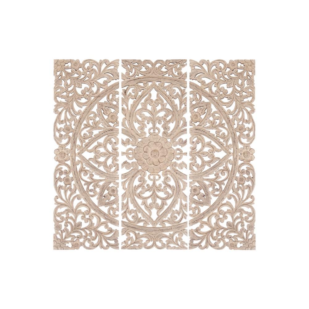 Benzara Fl Hand Carved Wooden Wall Plaque Bm00070 The Home Depot Benzara Fl Hand Carved Wooden Wall Plaque