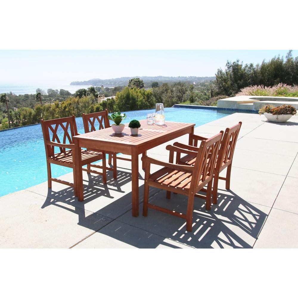 Vifah Malibu 5 Piece Rectangle Patio Dining Set V98set44 The