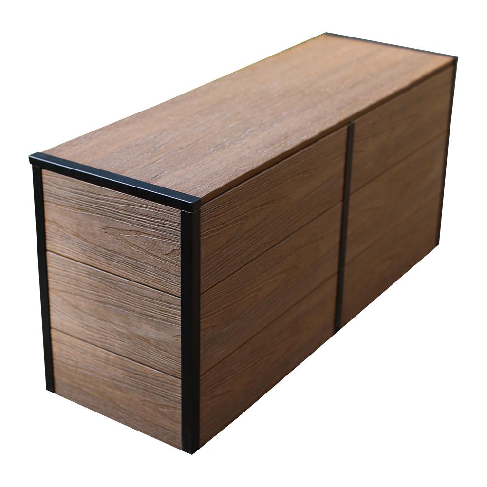 Newtechwood 12 In X 36 17 25 Composite Deck Box Composite Deck Box In Peruvian Teak