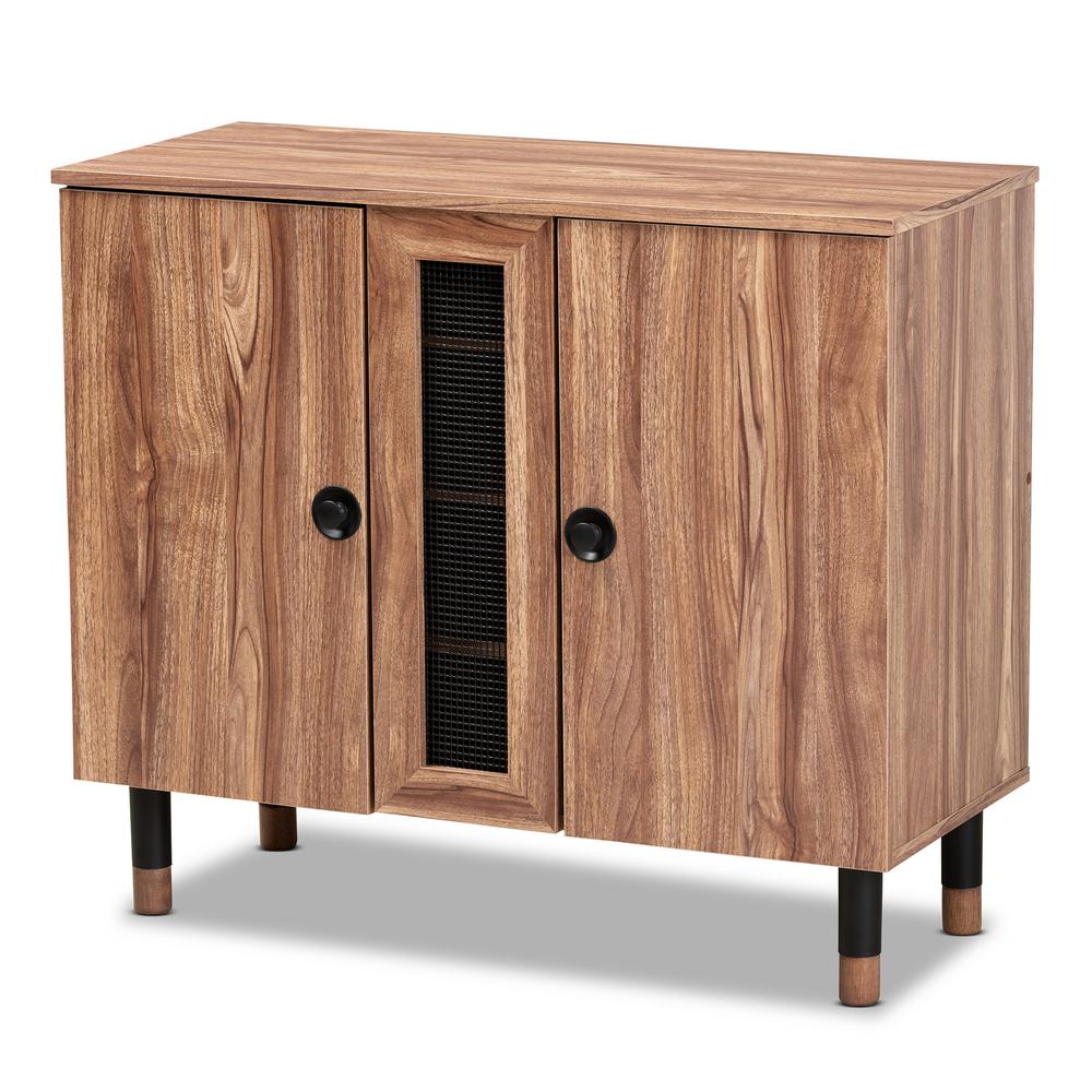 Baxton Studio Valina 30 In H X 35 In W 8 Pair Oak Wood Shoe