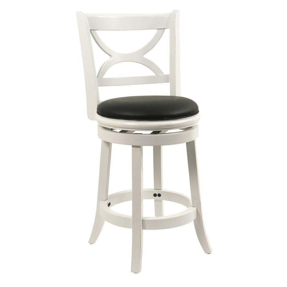 Florence 24 In Distressed White Swivel Cushioned Bar Stool Florence 24 In Distressed White Swivel Cushioned Bar Stool