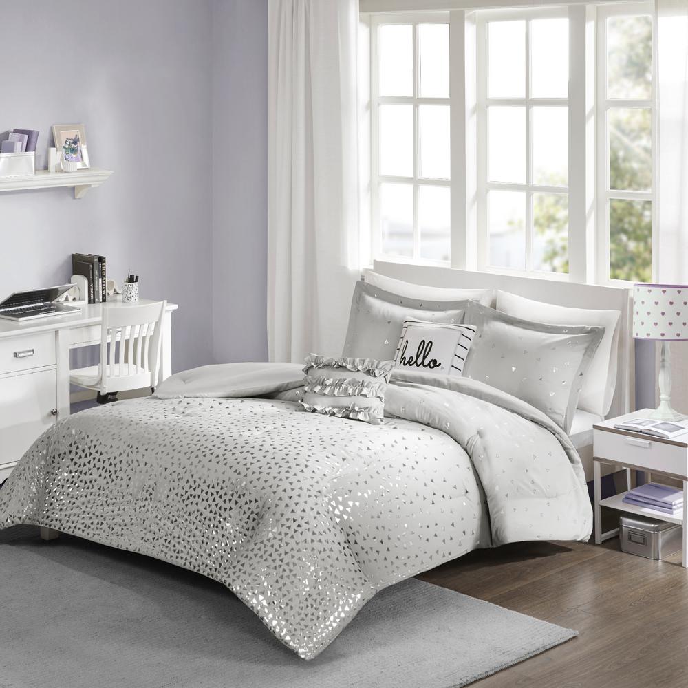 Intelligent Design Liv 5 Piece Grey Silver Full Queen Comforter Set Id10 1338 The Home Depot - Grey Silver Bedding Set Intelligent Design Liv 5 Piece Grey Silver Full Queen Comforter Set Id10 1338 The Home Depot - Grey Silver Bedding Set
