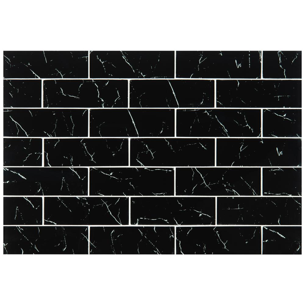 Msi Nero Marquina 3 In X 9 8 Mm Gl Wall Tile Sq Ft Msi Nero Marquina 3 In X 9 8 Mm