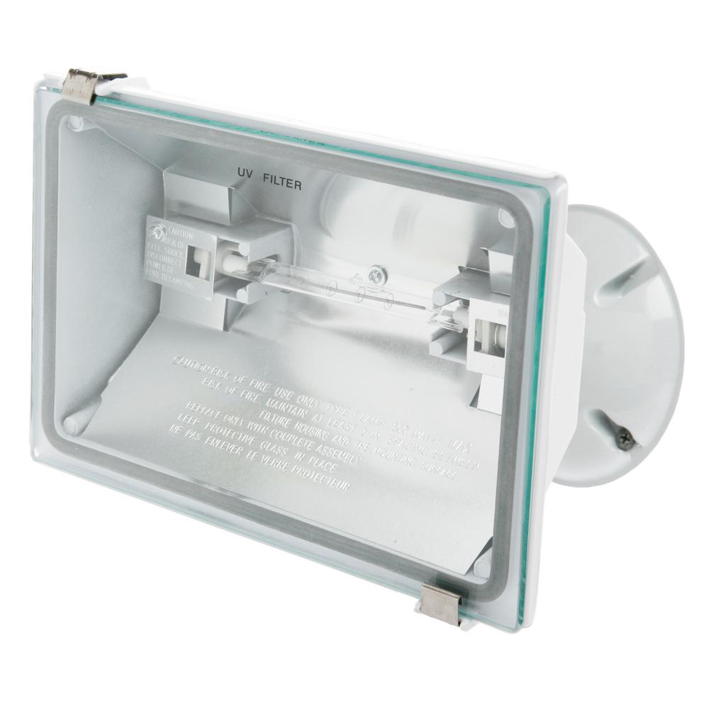Designers Edge 500 Watt White Outdoor Landscape Flood Light With Designers Edge 500 Watt White Outdoor Landscape Flood Light With Halogen Bulb L50wh The Home Depot