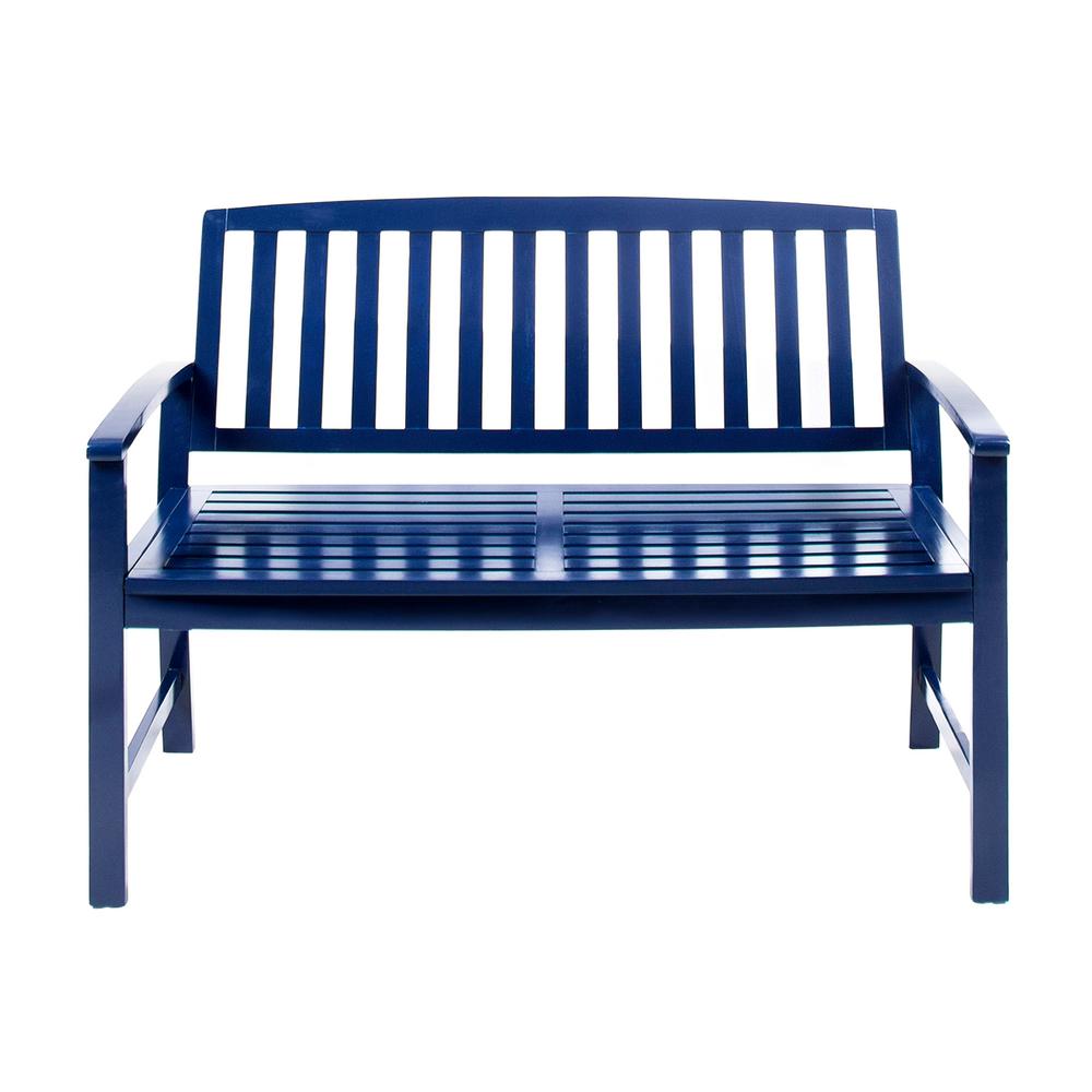 Noble House Loja 2 Person Navy Blue Wood Outdoor Bench