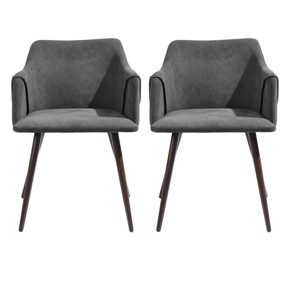 Furniturer Aldridge Grey Dining Chair With Armrest Set Of 2 Aldridge Grey A The Home Depot