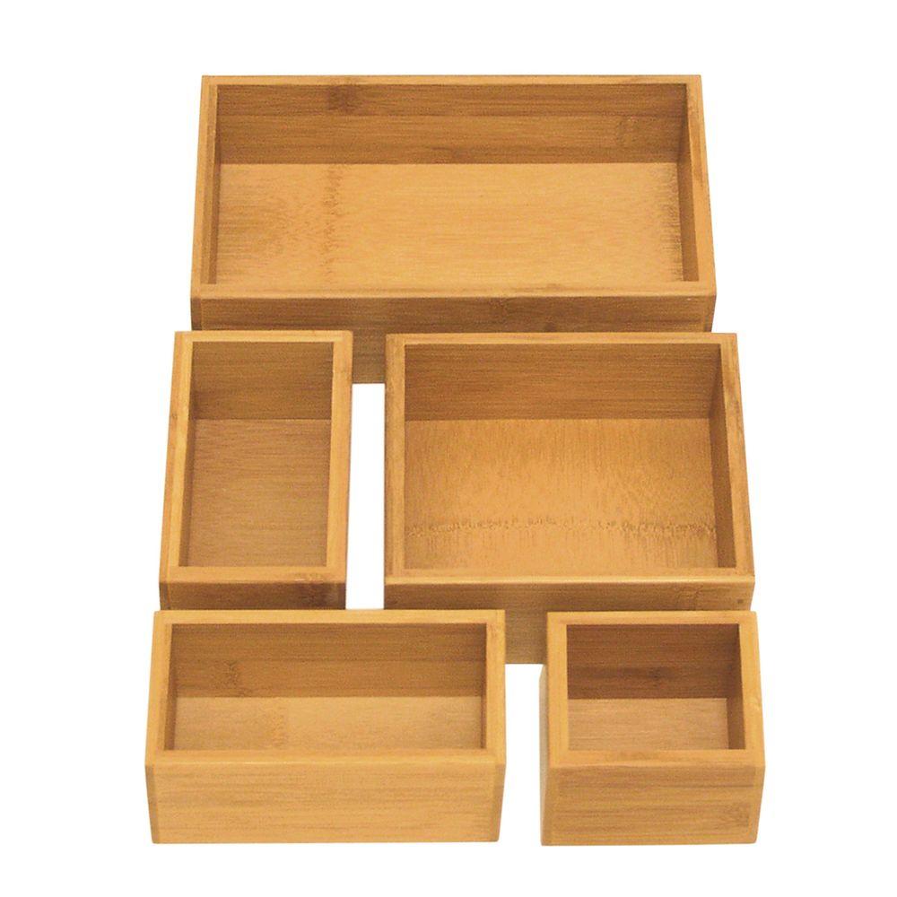 Seville Clics 5 Piece Bamboo Storage Box Drawer Organizer Set Seville Clics 5 Piece Bamboo Storage Box Drawer Organizer Set