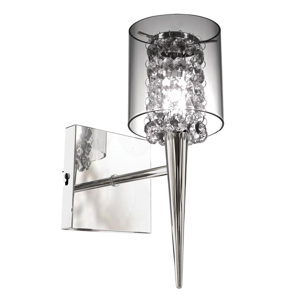 Glam Clear Glass Cylinder Lighting The Home Depot Glam Series 1 Light Chrome Wall Fixture With A Clear Round Glass Shade
