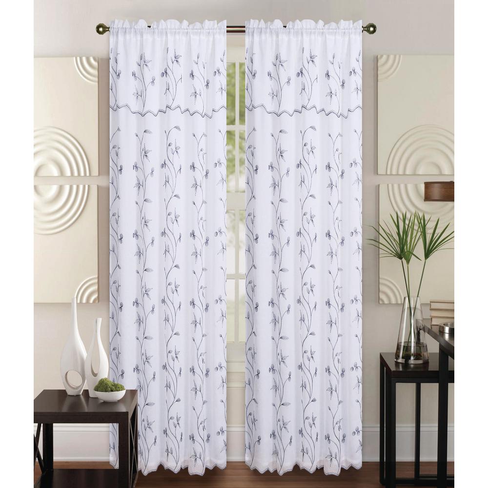 Kashi Home Alma 55 In X 84 In Rod Pocket Curtain Panel In White
