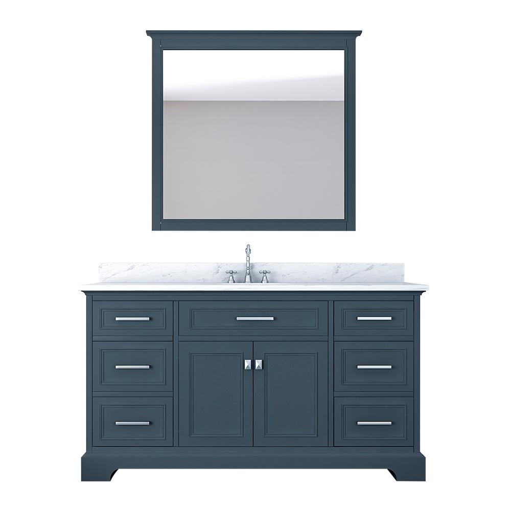 Design Element Laxton 61 In W X 22 D Bath Vanity Gray With Marble Top White Basin And Mirror