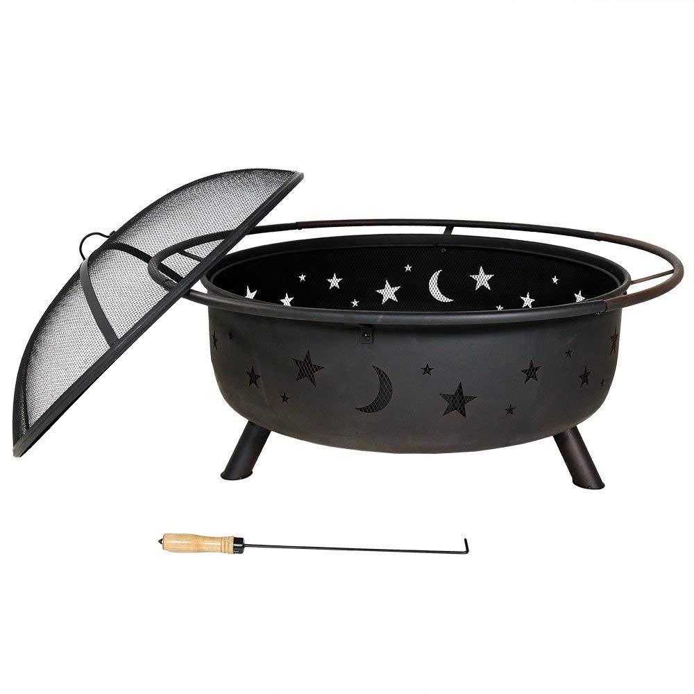 OceanTailer 30 in. Round Metal Fire Pit with Charcoal ...