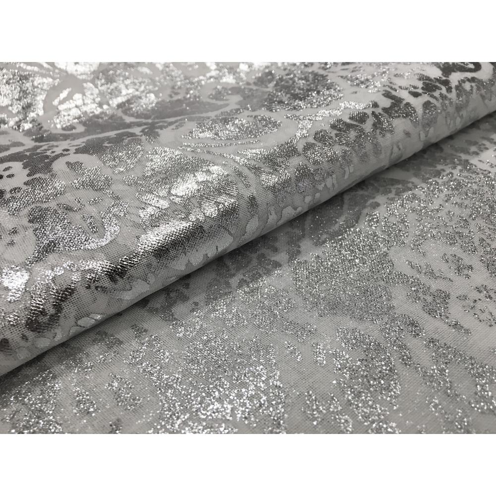 Dainty Home Ombre Metallic Lace 84 In Silver Polyester Printed