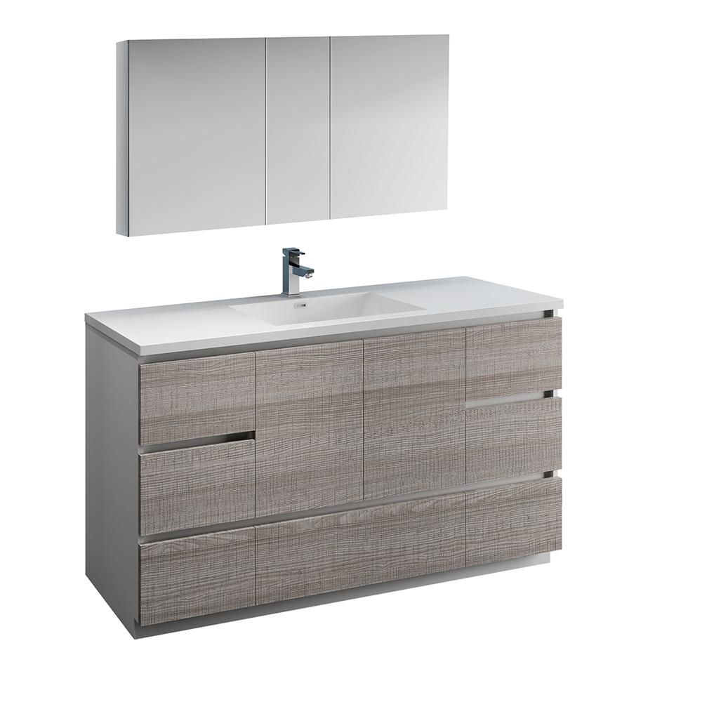 Fresca Lazzaro 60 In Modern Bathroom Vanity In Glossy Ash Gray