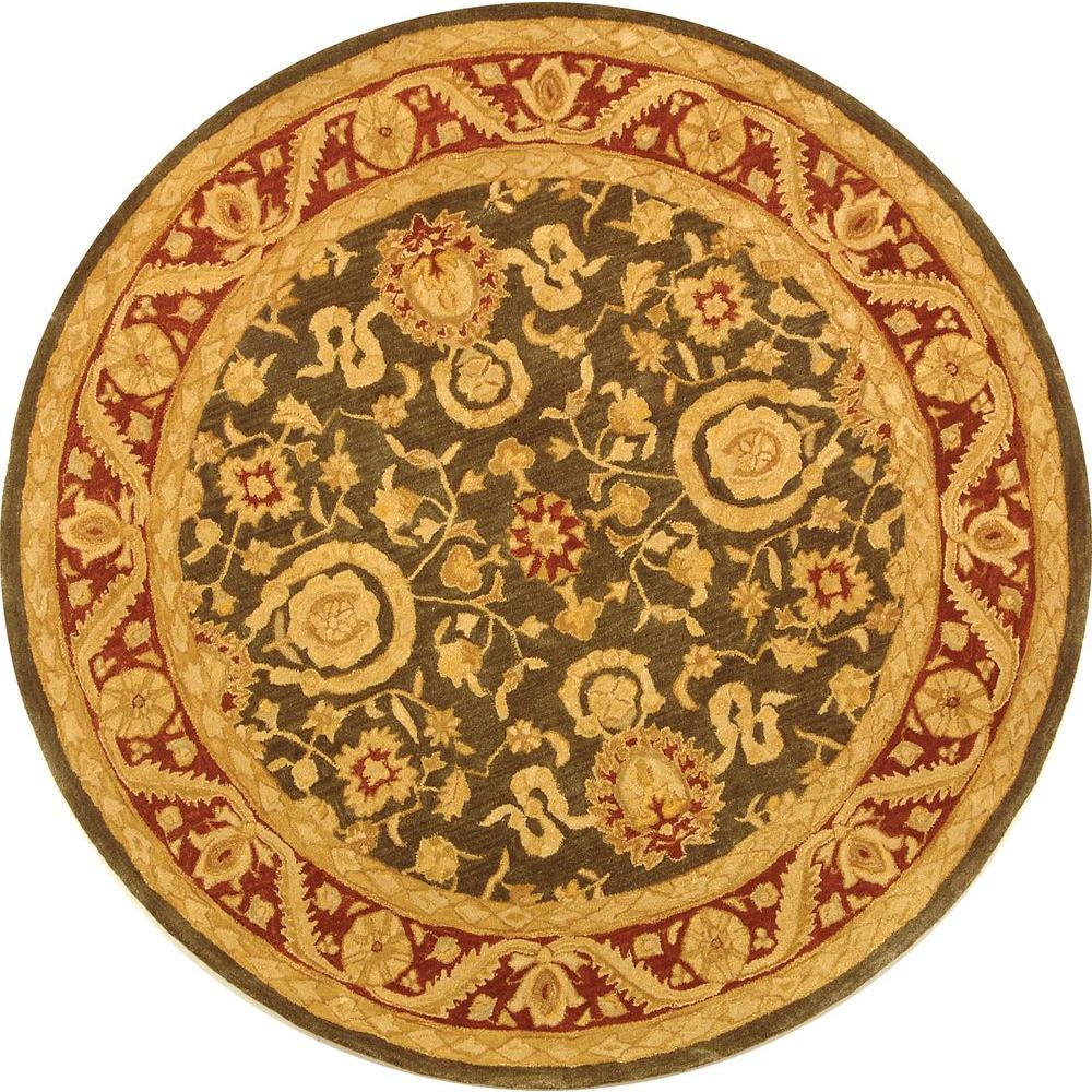 Safavieh Anatolia Charcoal/Red 4 ft. x 4 ft. Round Area RugAN548B4R