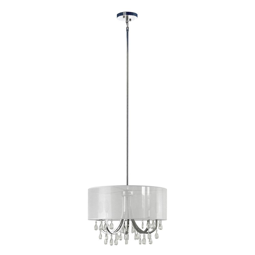 Illumine 4Light Chrome Chandelier with Sheer White Fabric ShadeSH2922