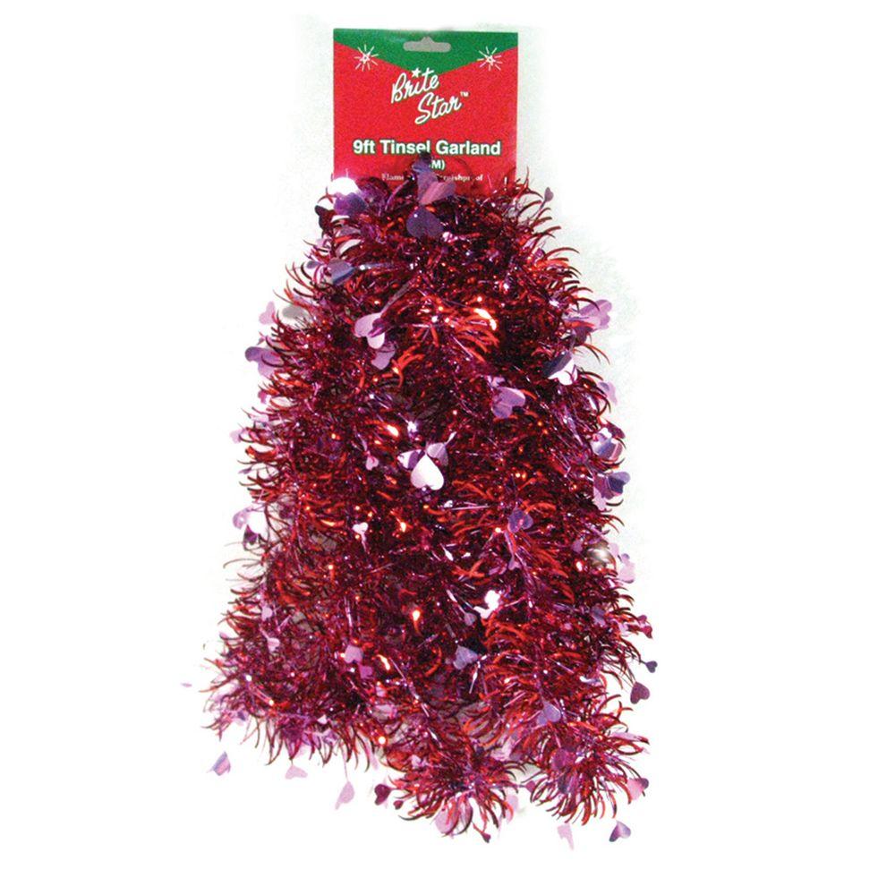 Brite Star 9 Ft Valentine Red Heart Tinsel Garland Set Of 4 96