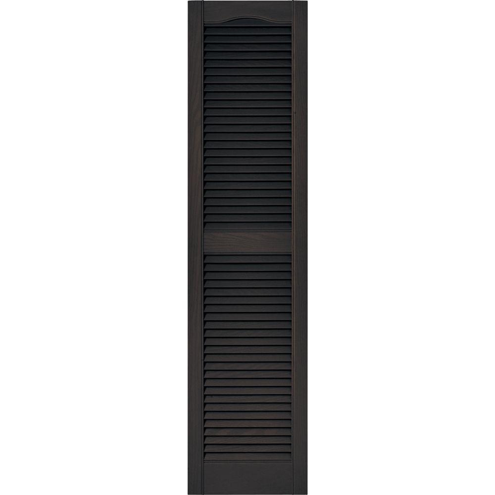 Builders Edge 15 in. x 60 in. Louvered Vinyl Exterior Shutters Pair ... Builders Edge 15 in. x 60 in. Louvered Vinyl Exterior Shutters Pair ...
